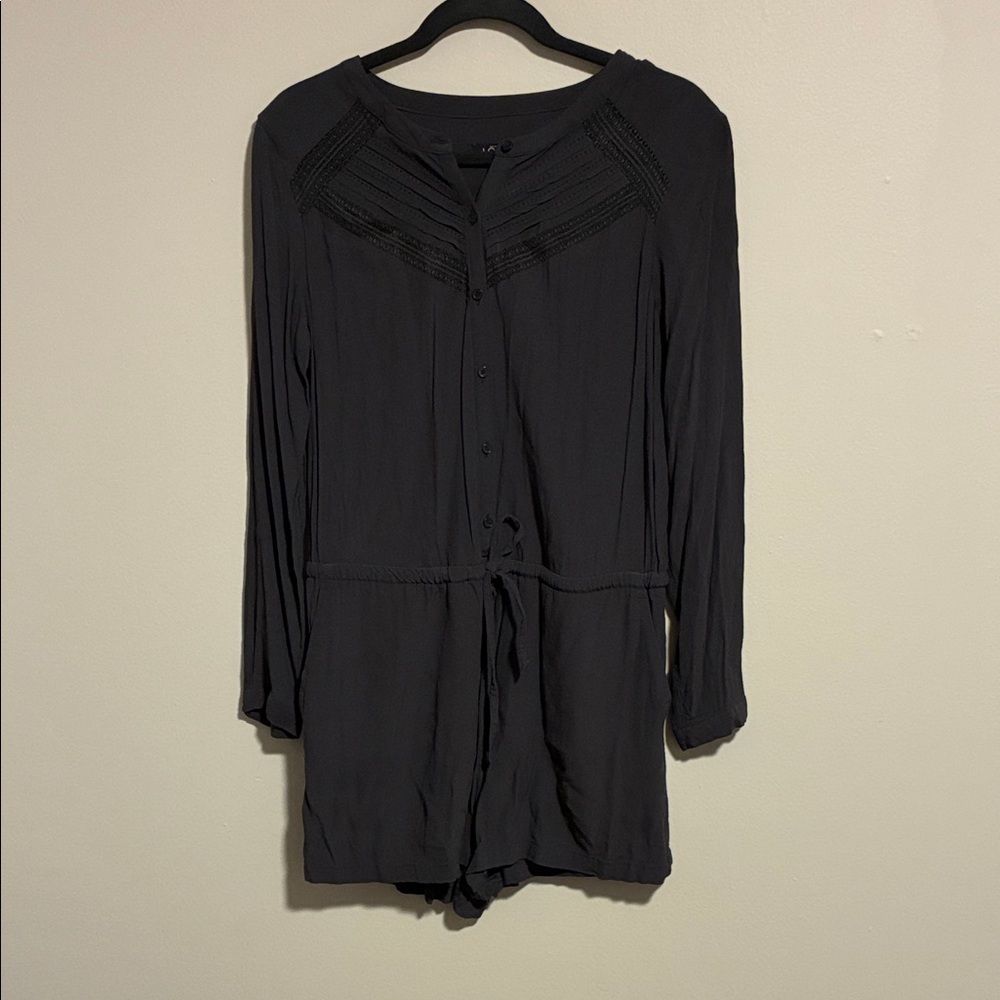 LOFT Black Long Sleeve Romper